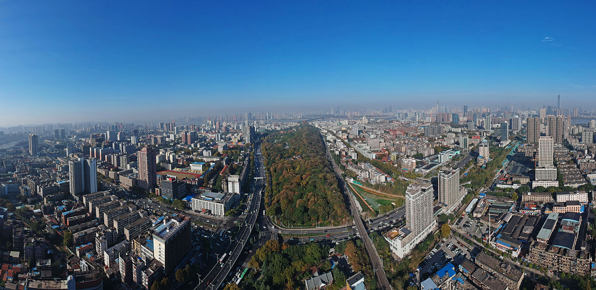 2019年11月19日,武汉武昌蛇山如同一条彩色"地毯"穿城而过,初冬暖阳之