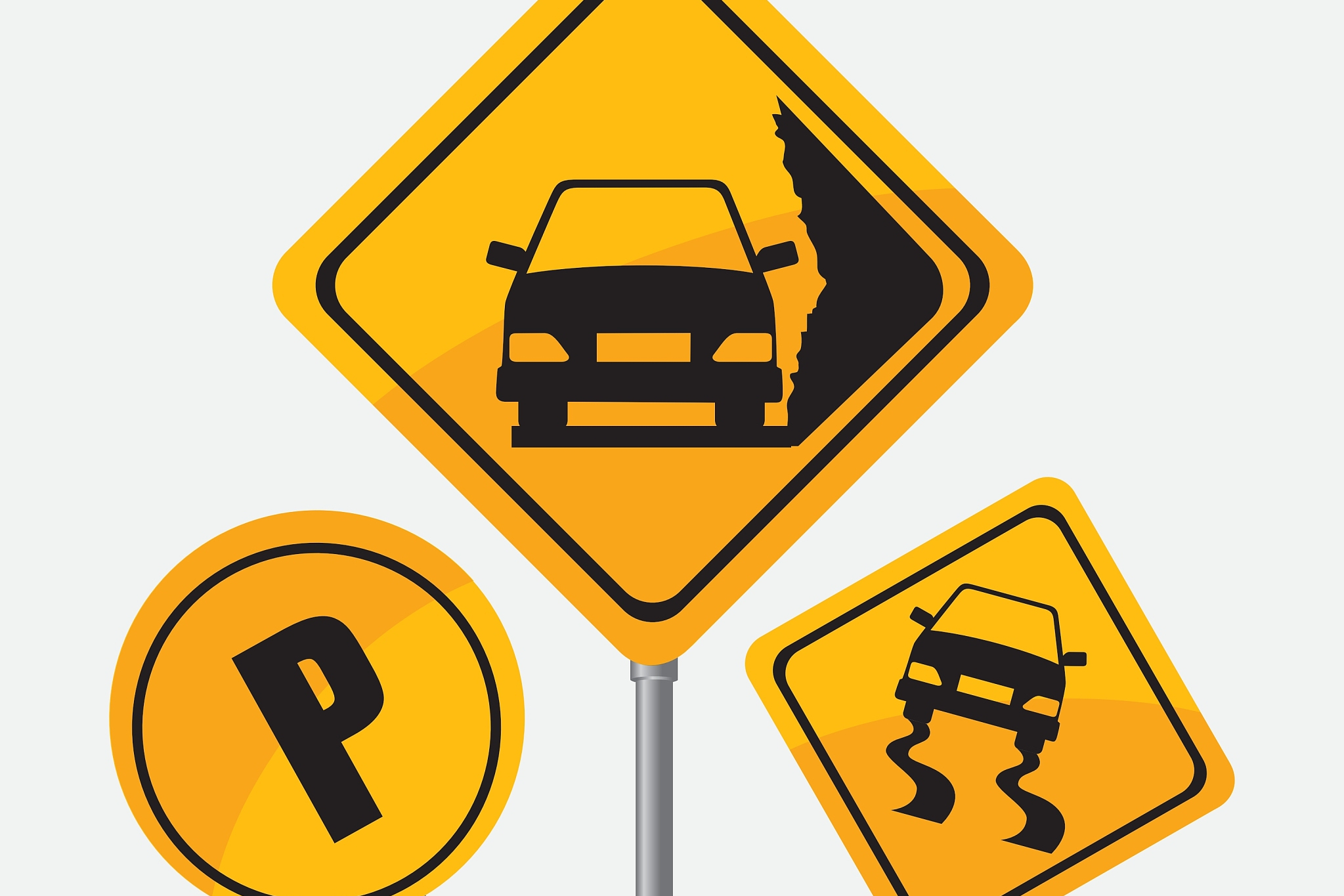 黄底黑字的交通标志是一种警告标志,表示前方道路有危险或需要注意的