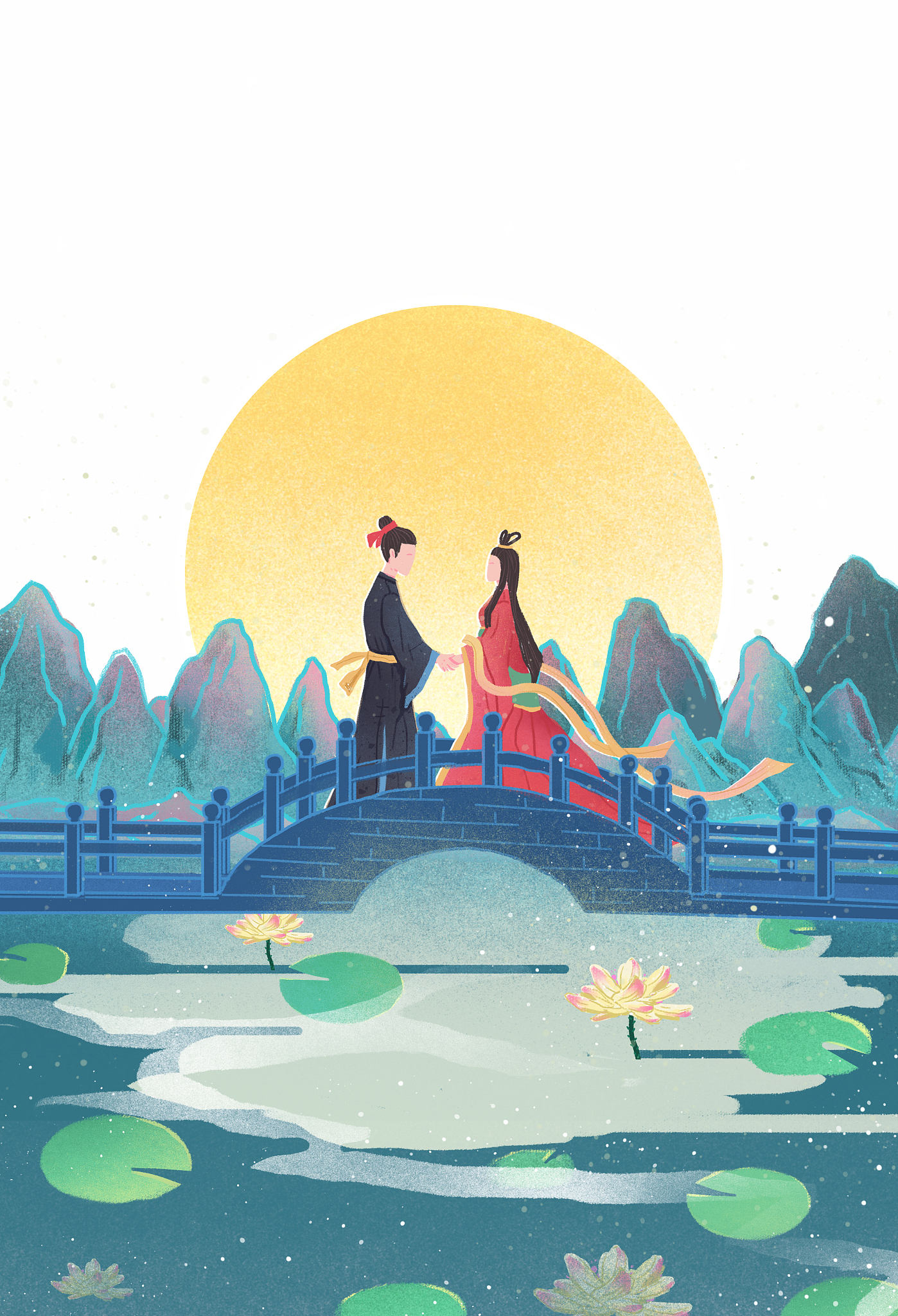 七夕情人节到了,在这情意绵绵的日子里,牛郎织女终于结束了相思,在