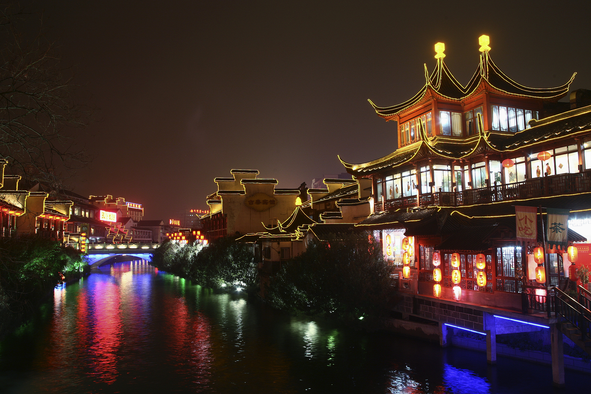 南京秦淮河,古都夜色,江苏的历史回响