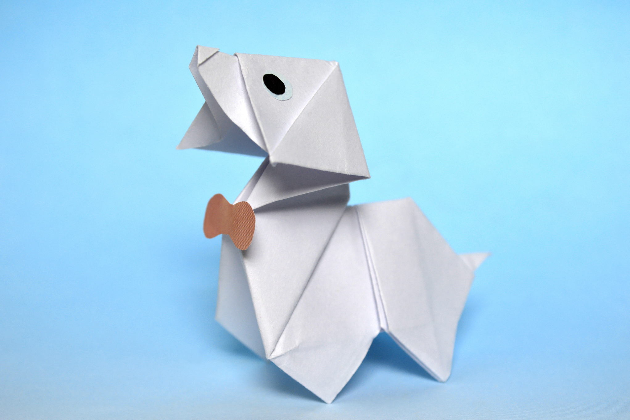 折纸小狗是经典的折纸形式,简单有趣,通过折叠纸张,可以呈现出生动