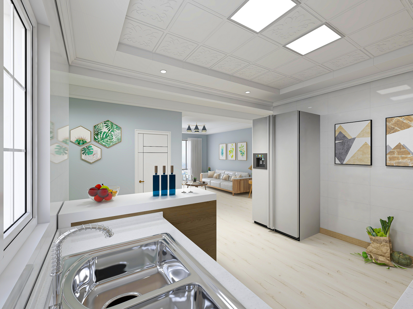 广东中能宅配全铝整装全铝家居现代风格,高纯的色彩大量的运用,大胆