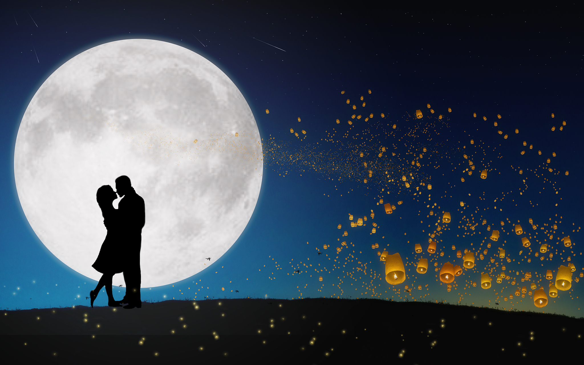 月光如洒,萦绕在我身旁, 明月高挂,如同你挂在我的心上.