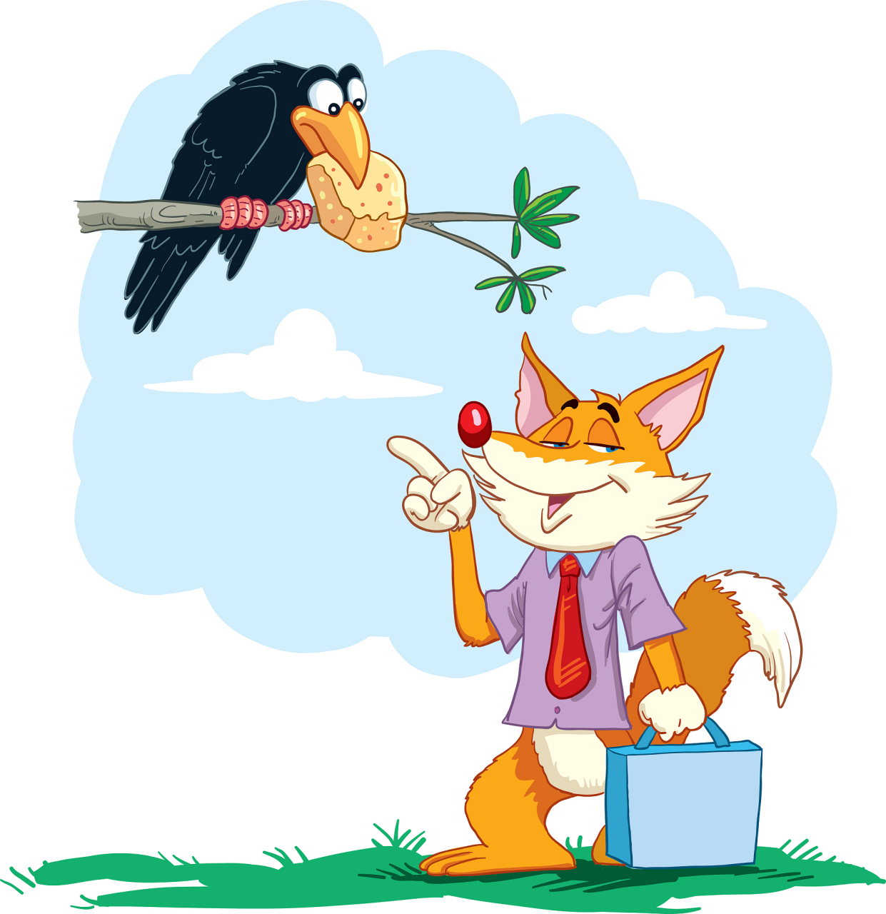 《乌鸦和狐狸》 从前有一只狐狸,他喜欢说谎,经常愉快地欺骗其他动物.