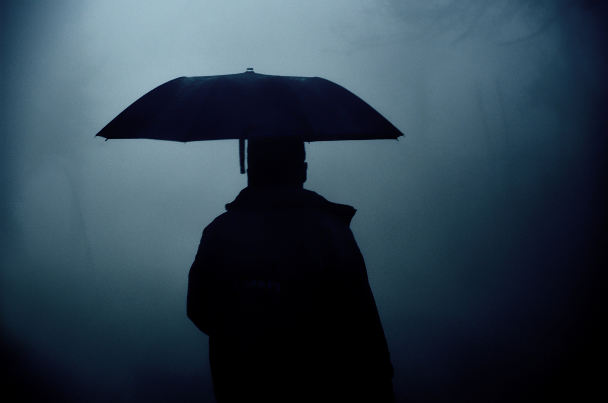 迎着风前行,迷雾一般的路上看不到一个人影.