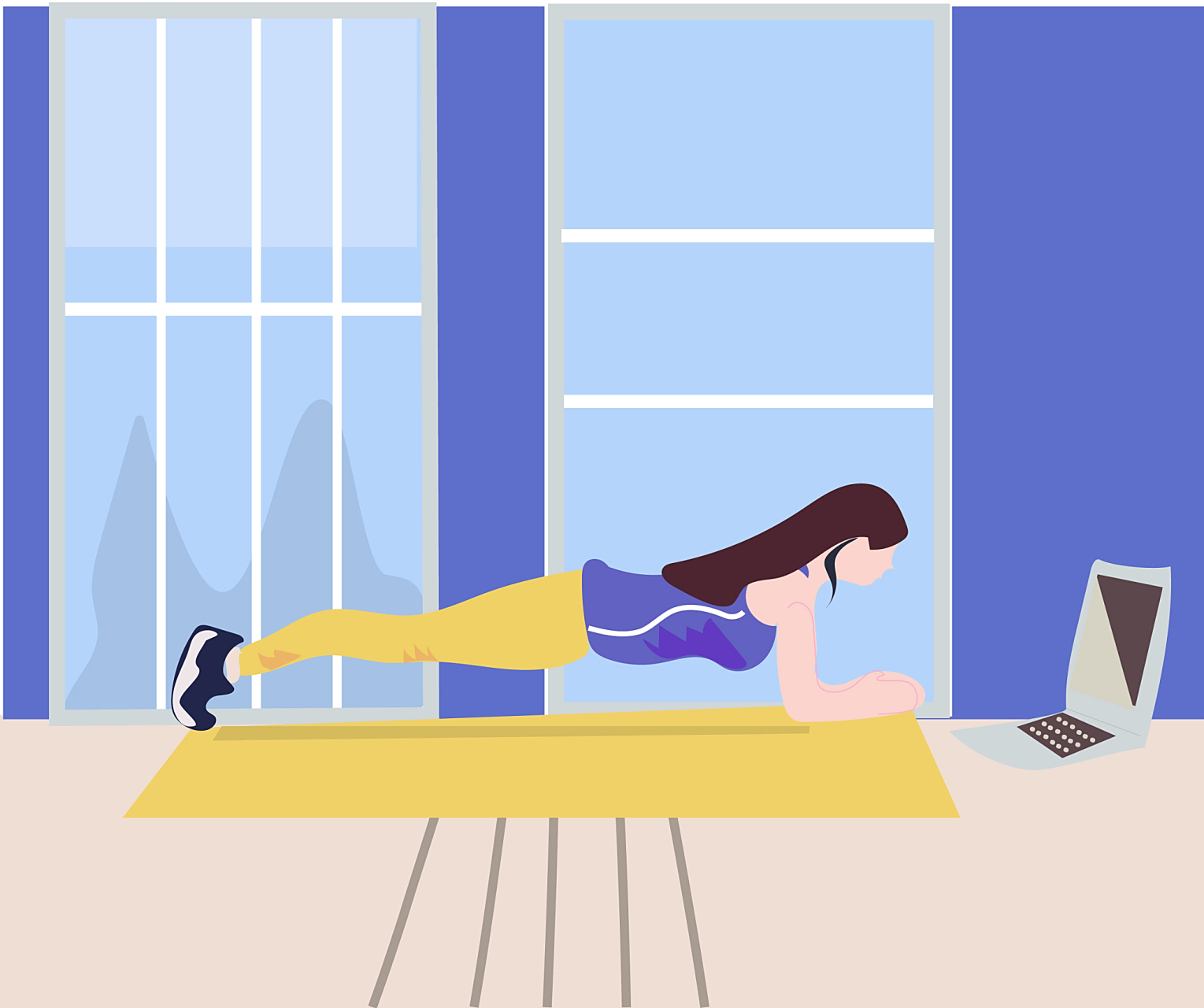 腰椎间盘突出小燕飞动作是俯卧在床上,双手置于身体的两侧,保持这样的