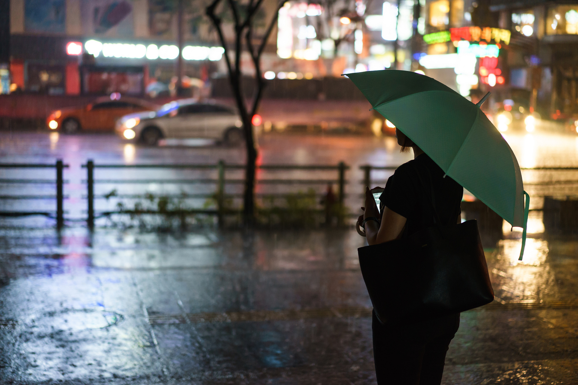 孤独雨景撑伞图片图片