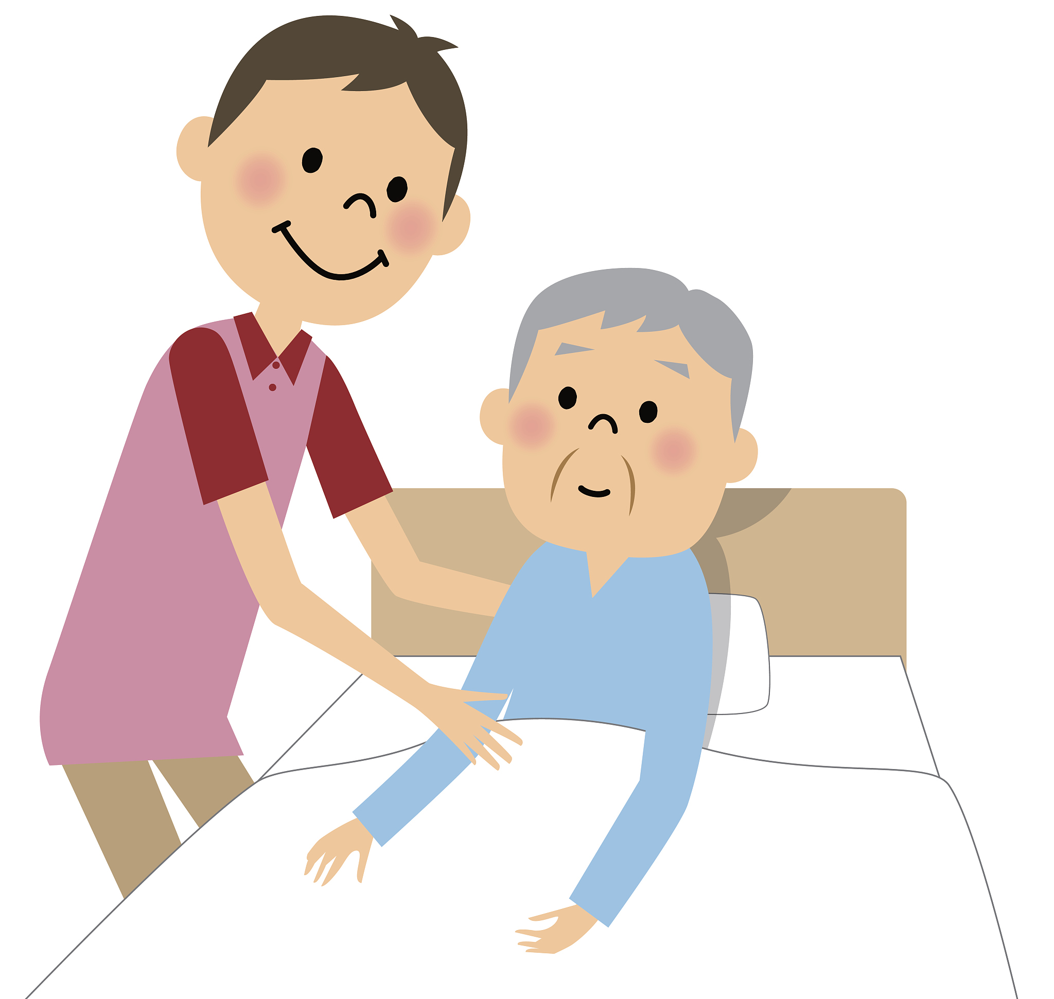 把我看患者与家属卡通照顾老人图片卡通病人家属卡通照顾爷爷卡通老人