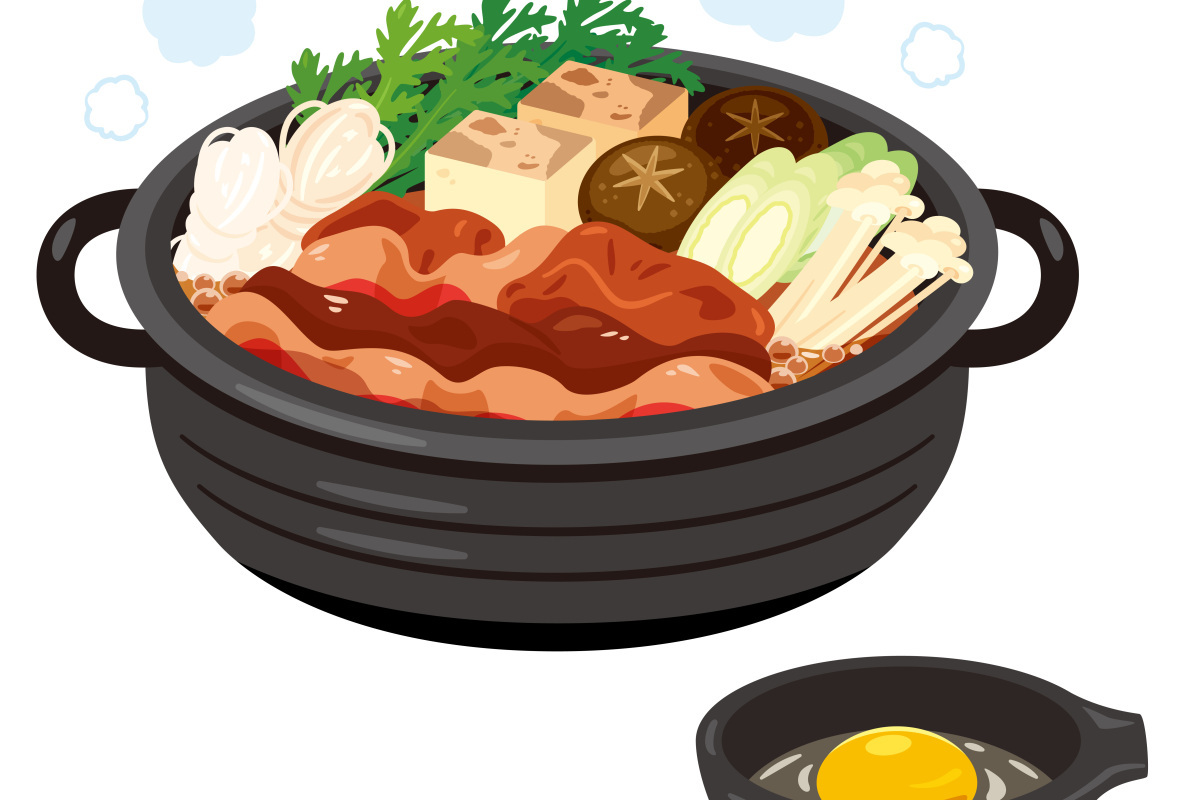 烹饪时,需要先制作寿喜烧酱料,准备食材,将肉类和蔬菜炒熟,加入酱汁