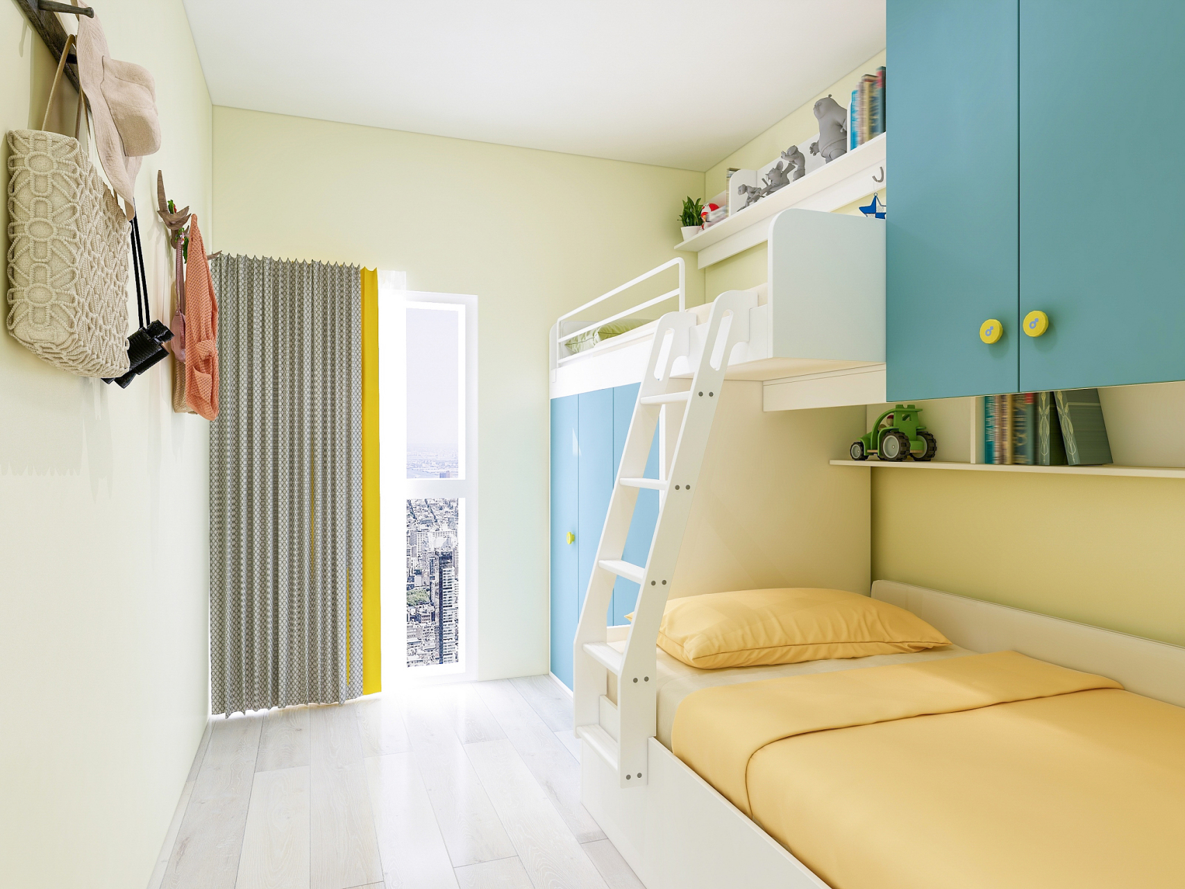 儿童房装修设计攻略 高低床是巧妙利用空间的一种方式,可以将床的上下