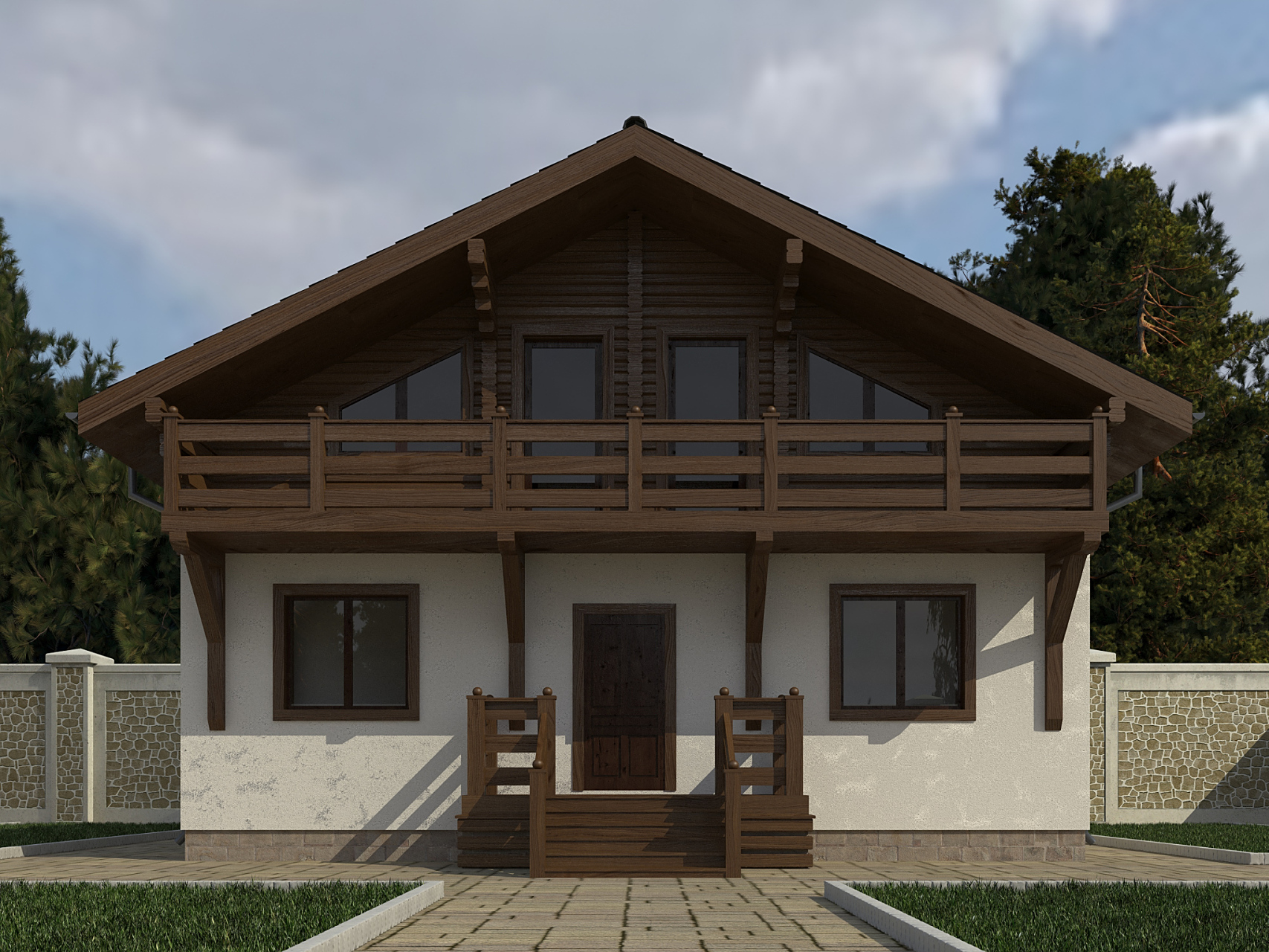 分享:农村原木别墅二层自建房设计效果图,四室两厅两卫,190-218平米