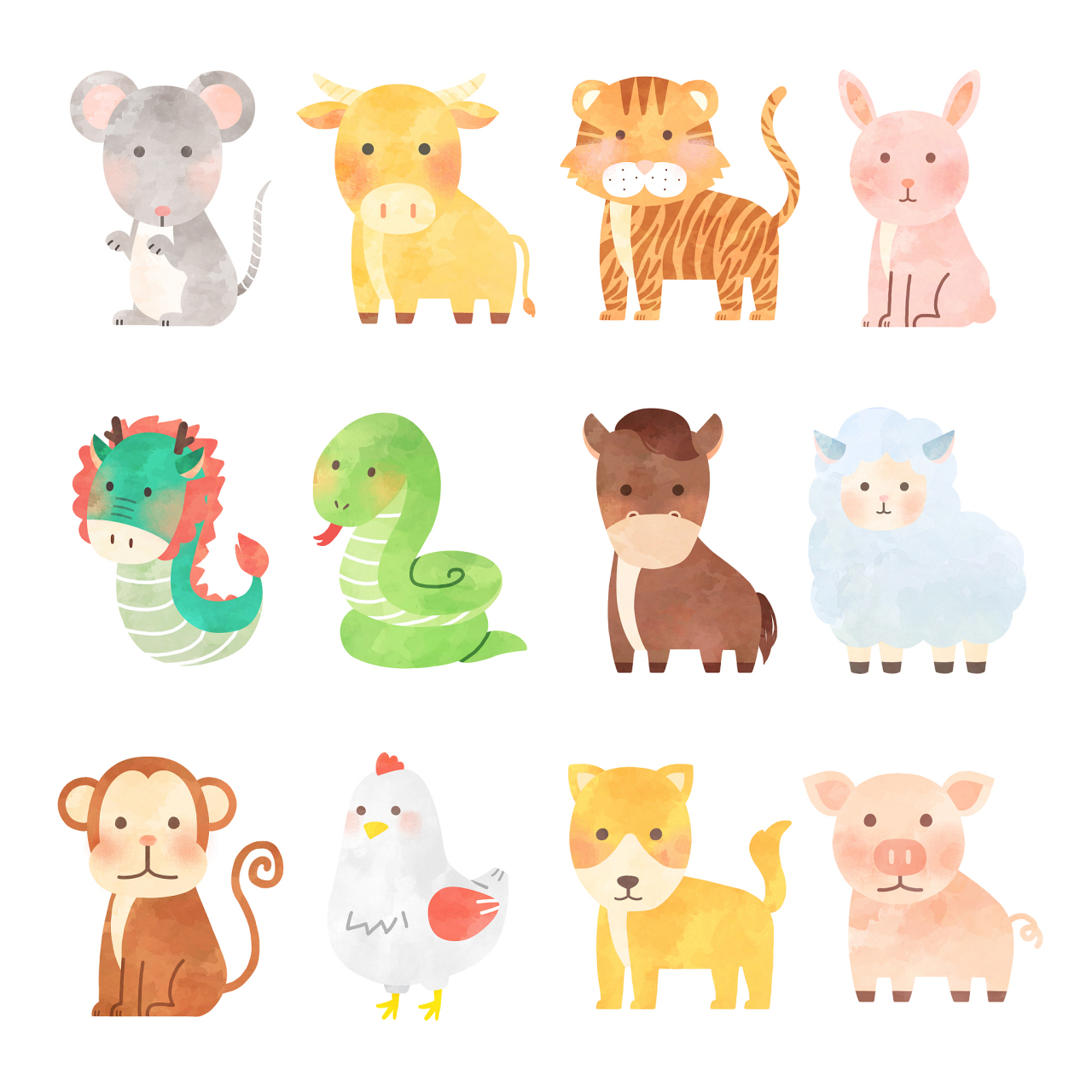 最终,老鼠,牛,虎,兔子,龙,蛇,马,羊,猴,鸡,狗,猪成为了十二生肖.