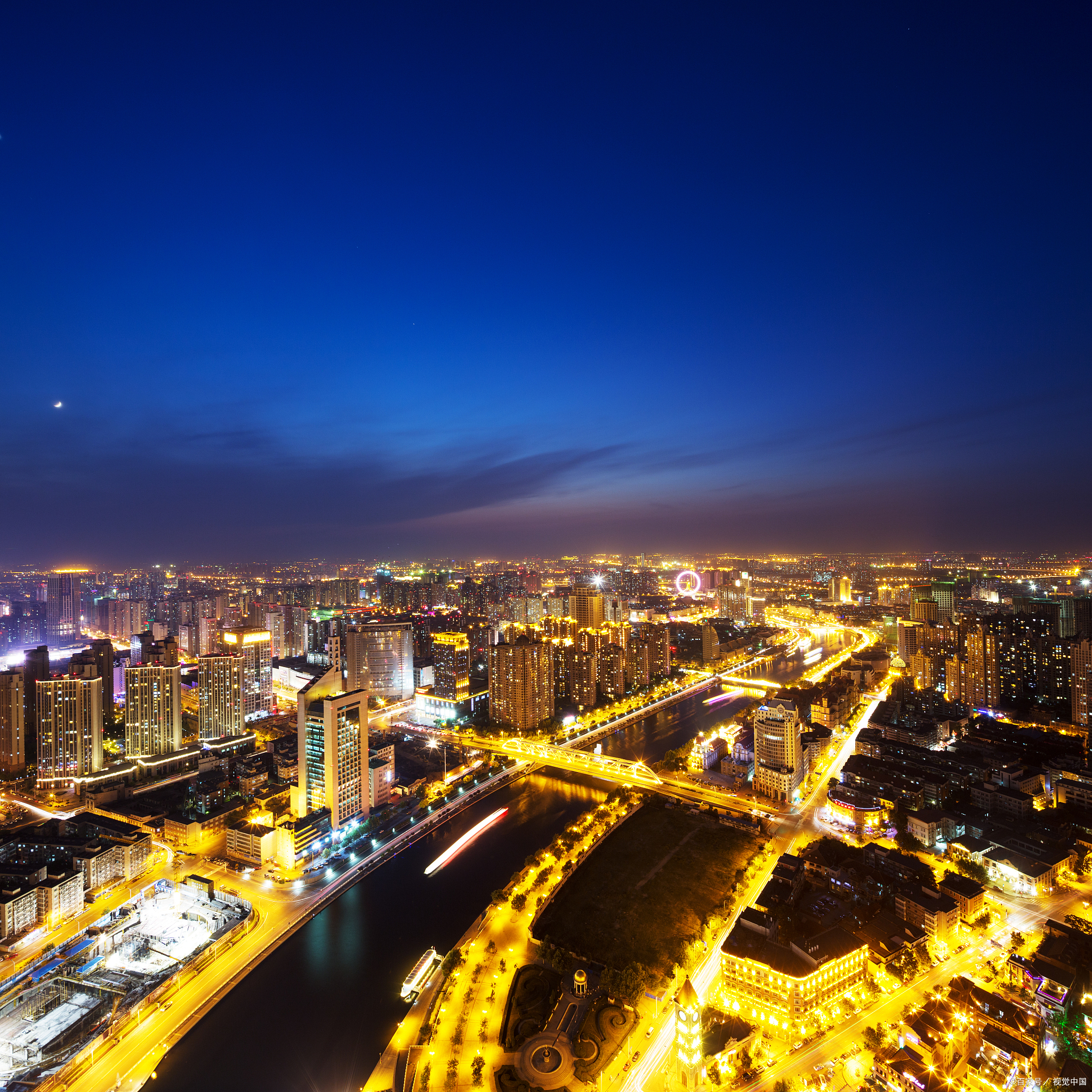 扬州广陵新城夜景,现代城市的璀璨灯光!