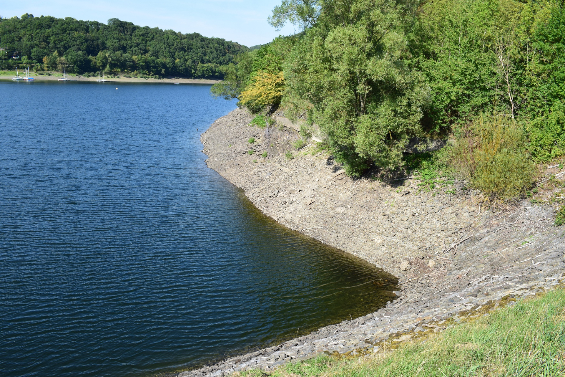 自驾游至济南,锦绣川水库周边春意盎然.湖水碧波荡漾,岸边绿树成荫.