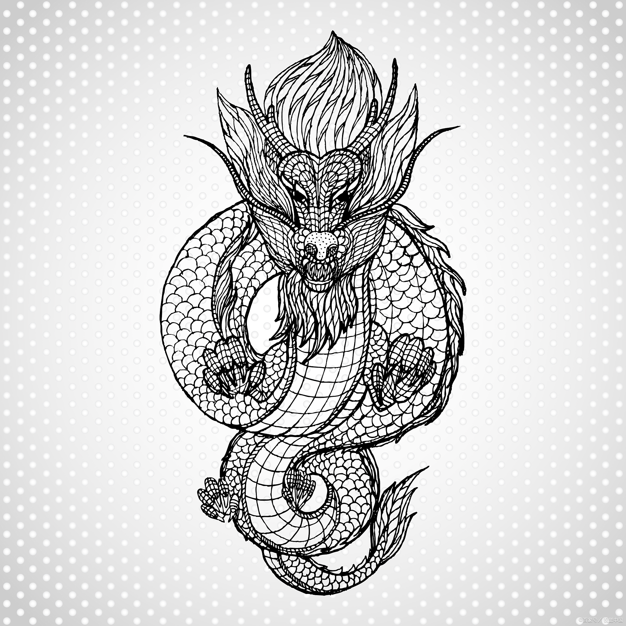 龙抱着一碗汤圆的简笔画怎么画!