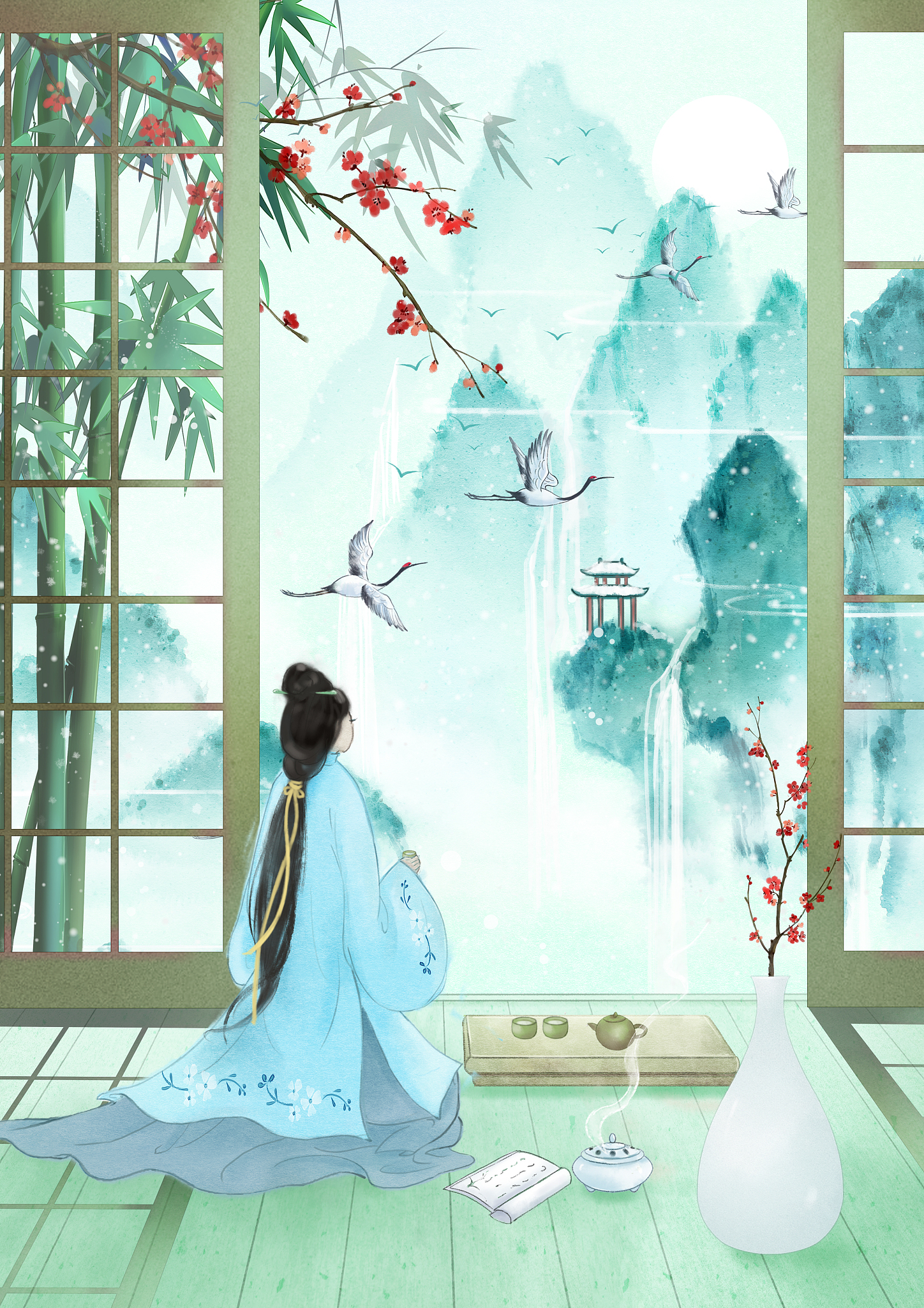 轻纱笼身风微动, 玉骨冰肌似柳身