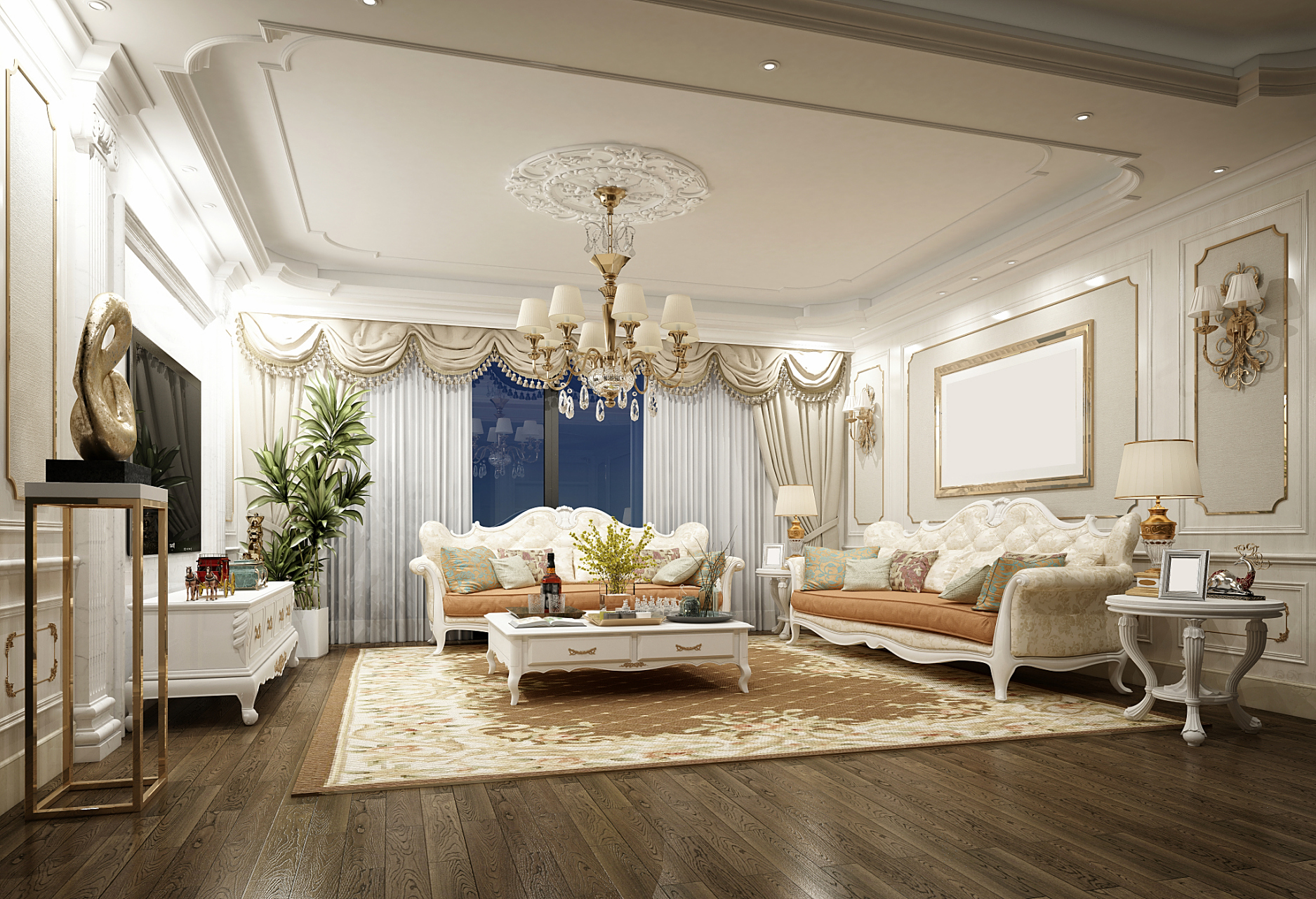 地板和灯具是欧式风格装修中不可忽视的元素.