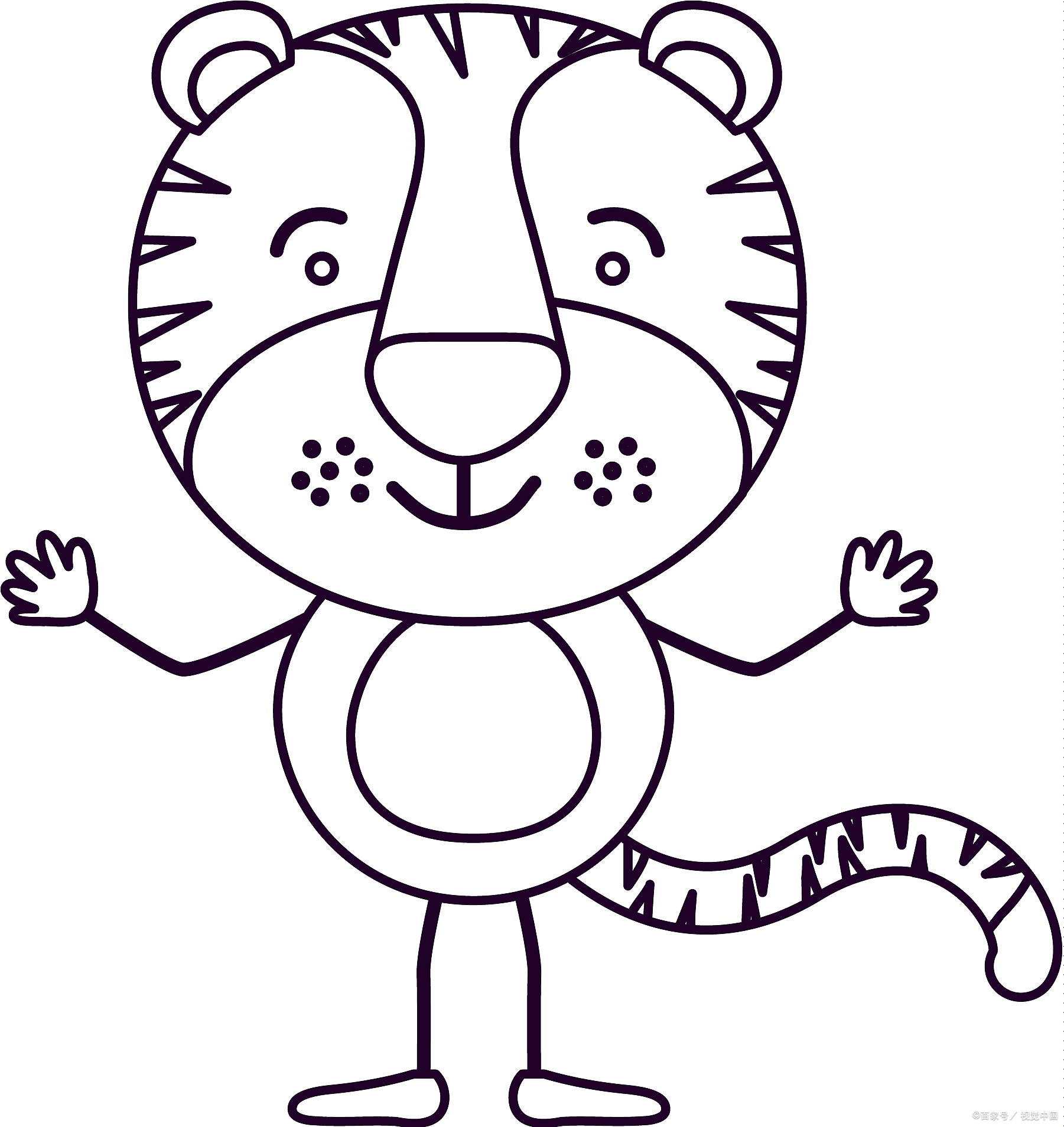 如何画老虎简笔画