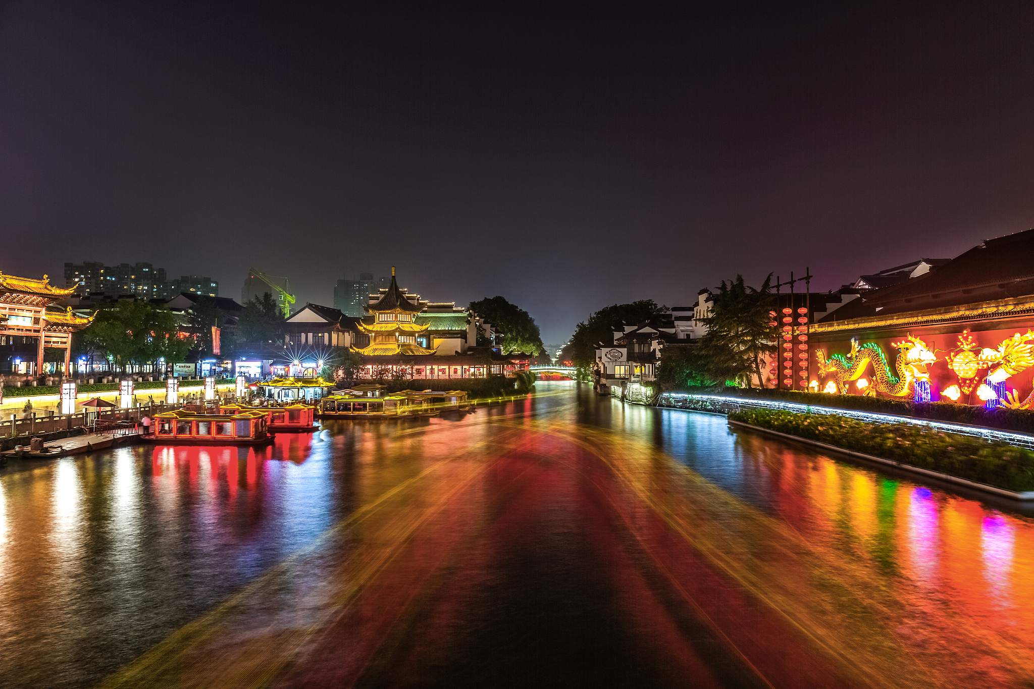 南京秦淮河,古都夜色,江苏的历史回响