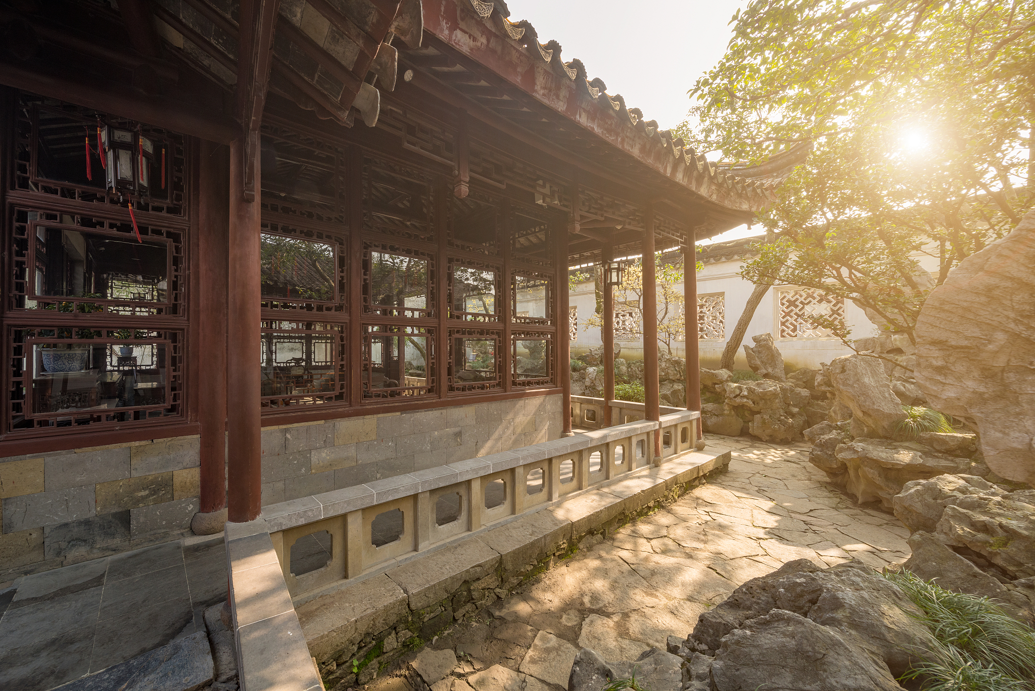 古风景棚唐景崧故居避暑山庄静余轩明代的私人庭院图片横图青砖黛瓦