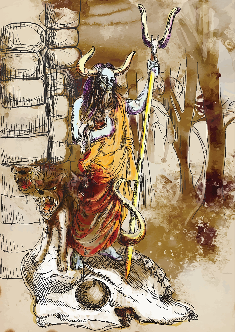 牛头马面,指传说中的两个鬼族,一个头像牛,一个头像马.