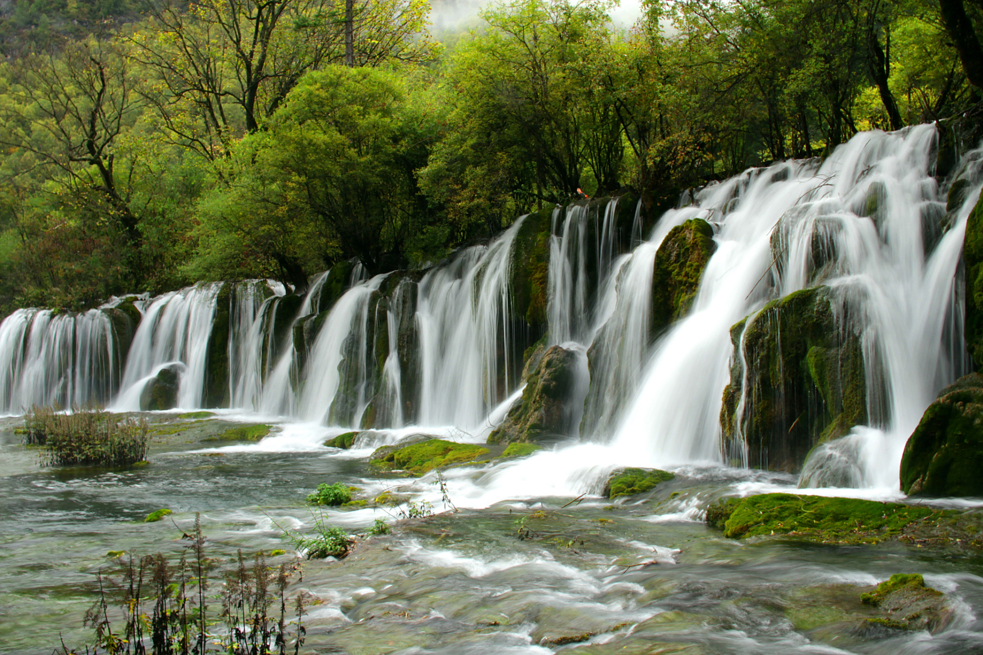 九寨沟,人间仙境.清澈的湖泊,瀑布,森林,构成了一个五彩斑斓的世界.