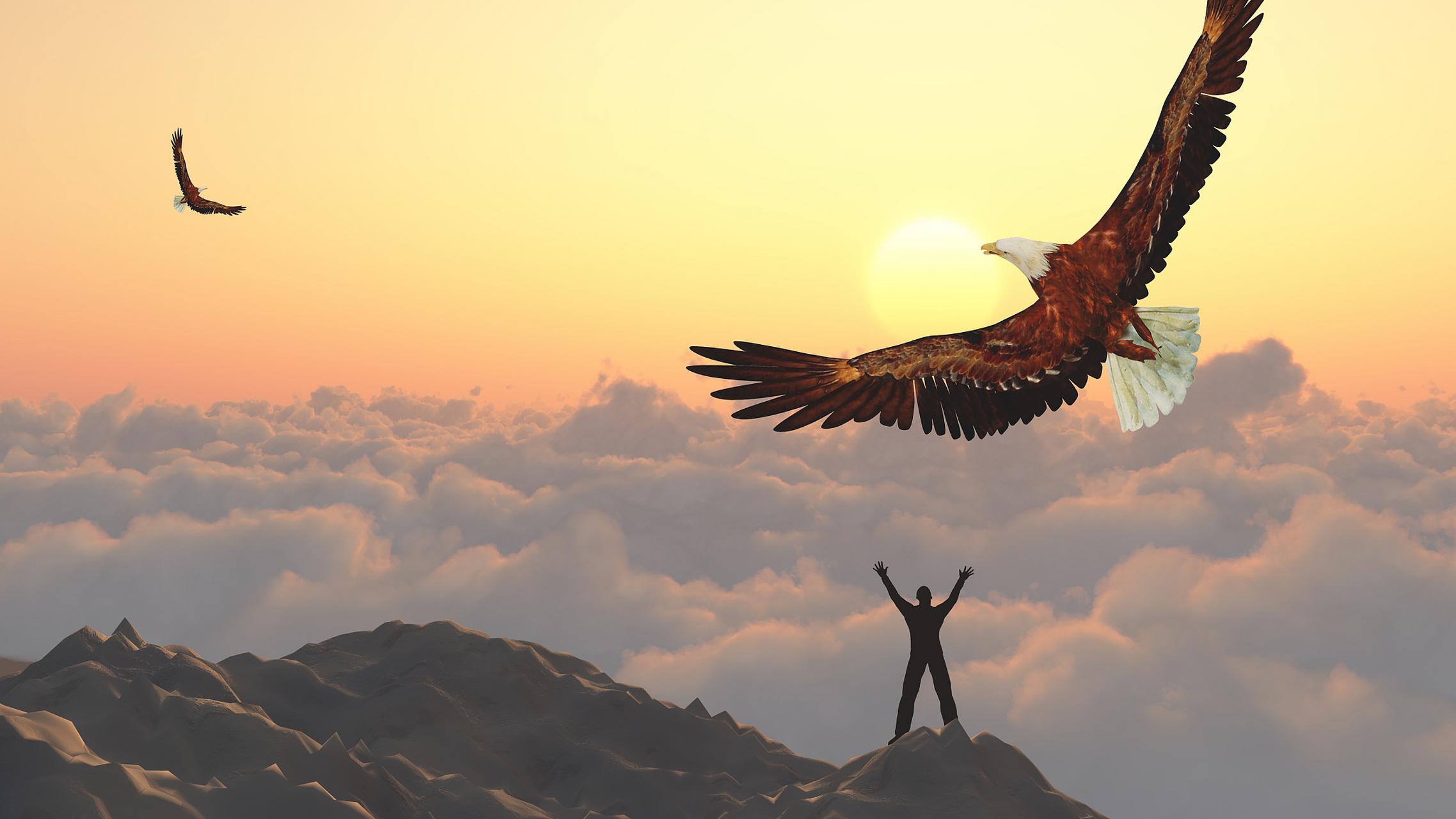 天空中,一只雄鹰展翅高飞,身姿矫健,让人不禁感叹自然的神奇