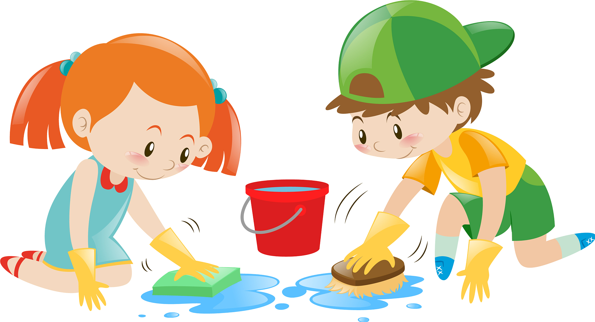 幼儿打扫卫生弄脏自己,是不小心还是太投入?