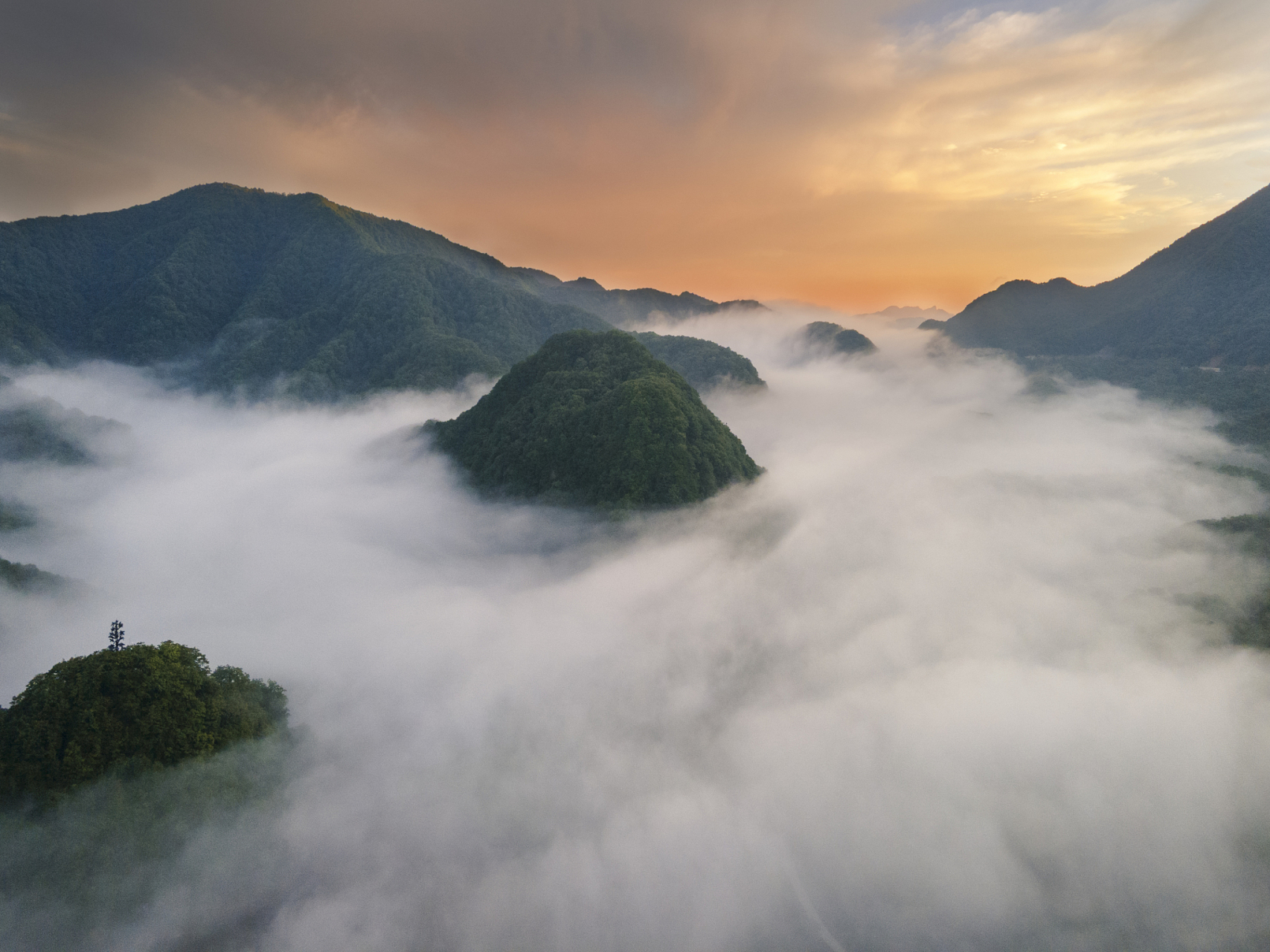 此间风景意方浓, 岚雾氤氲青山空. 双燕归来时已久, 一腔春怨贯初终.