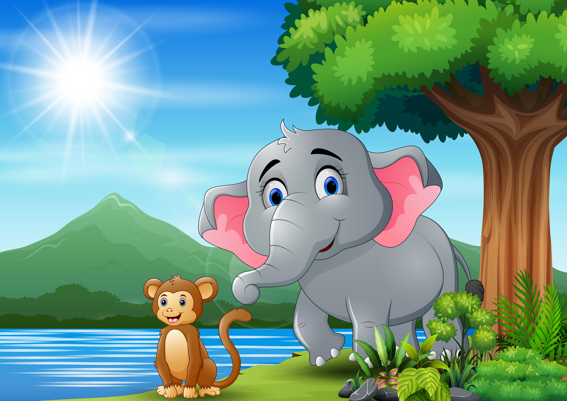 猴子对大象说:你为什么要用鼻子喷水呢?你不觉得很奇怪吗?
