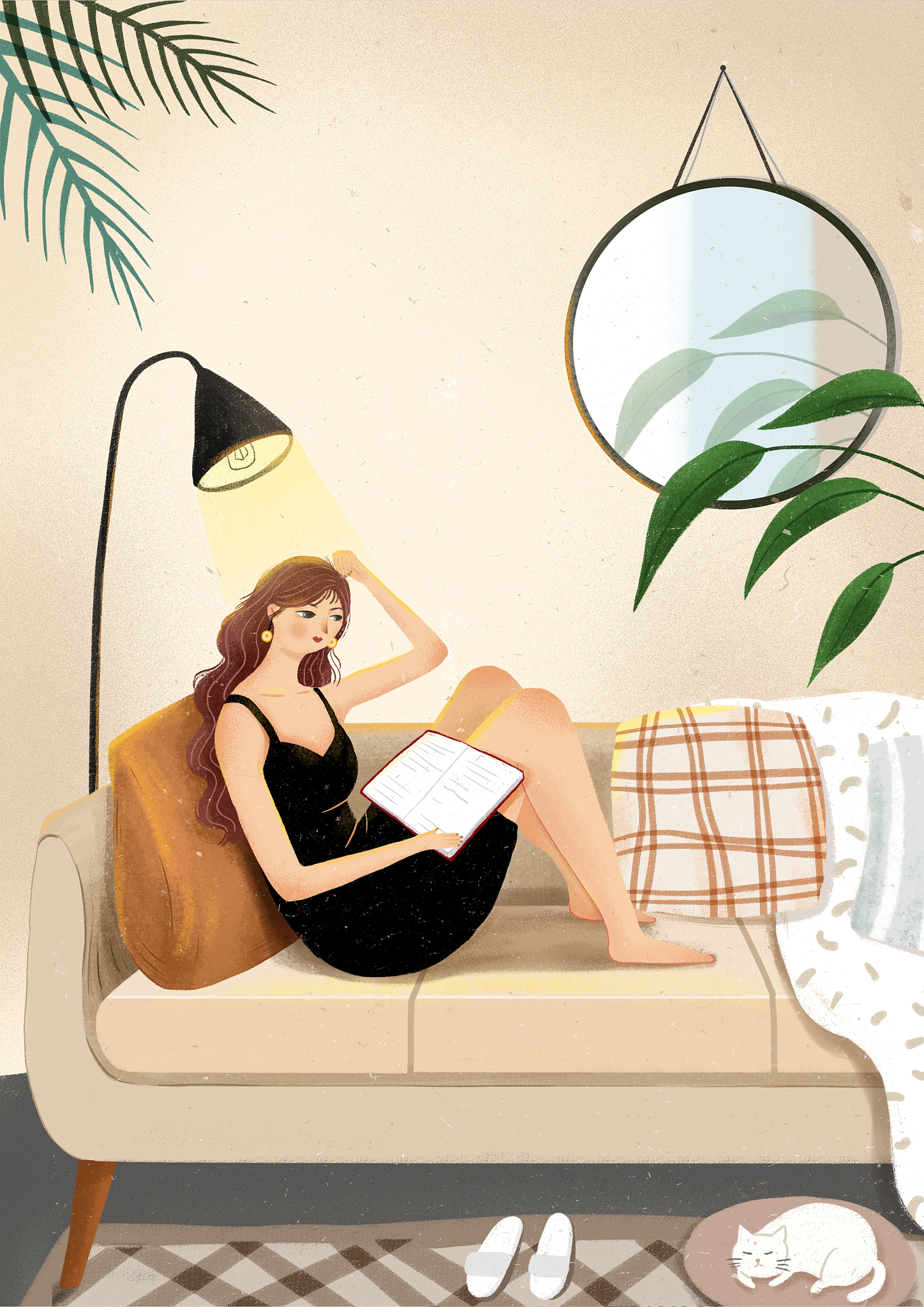 做一顿丰盛午餐,享受美抒祭零獾奈 卡通图片一个人悠闲在院子里