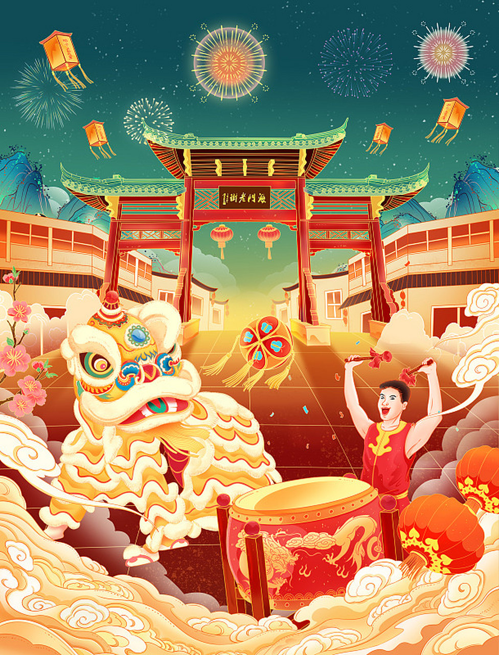 春节期间,人们会挂红灯笼,贴红对联,穿红衣等,以增添节日的喜庆氛围.