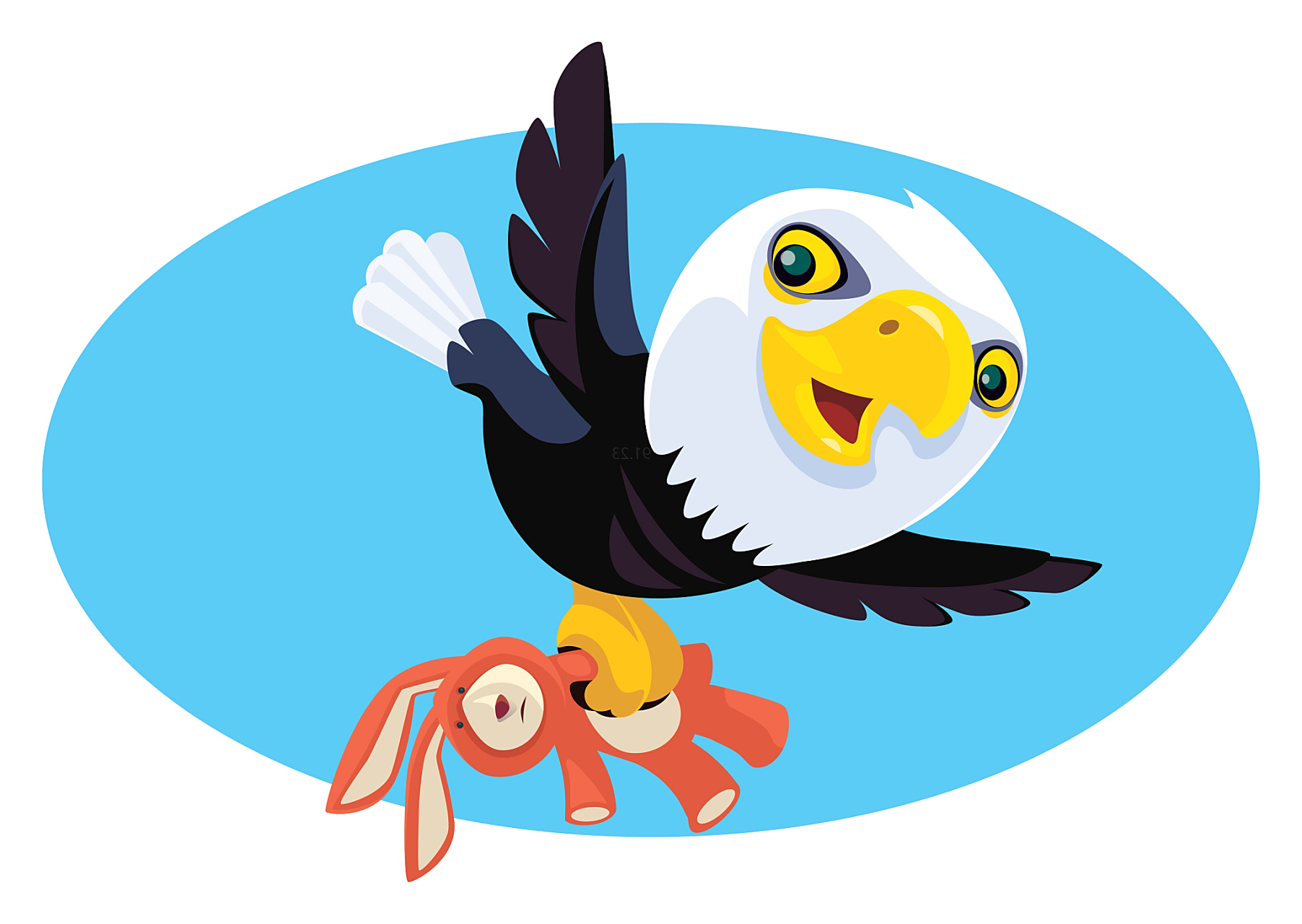 小白兔被鹰抓的流了血,但还是微笑滴看着鹰,对它说"谢谢您了,鹰.