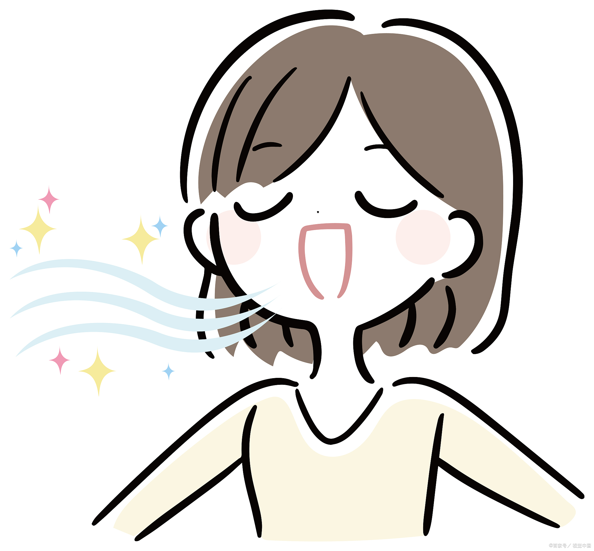 睡觉时唾液分泌减少,口口气口气清新卡通图片嘴巴吹气图片卡通透口气