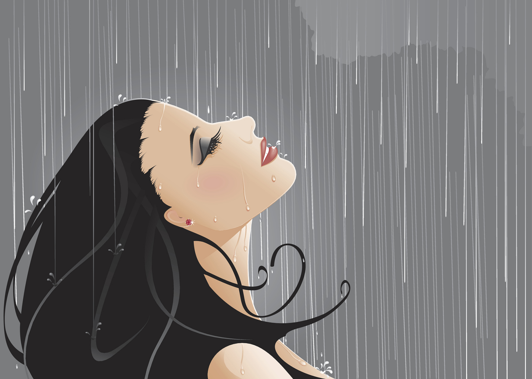 下雨天感到很失落.