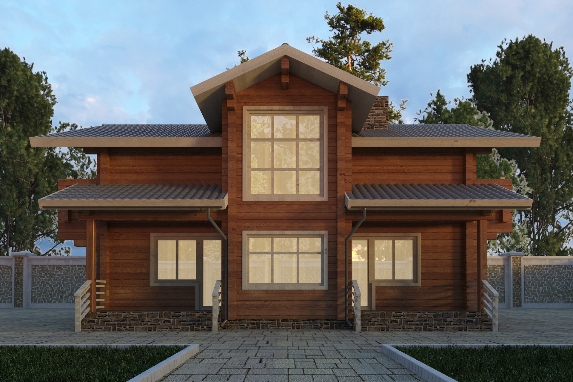 分享:农村原木别墅二层自建房设计效果图,四室两厅两卫,190-218平米