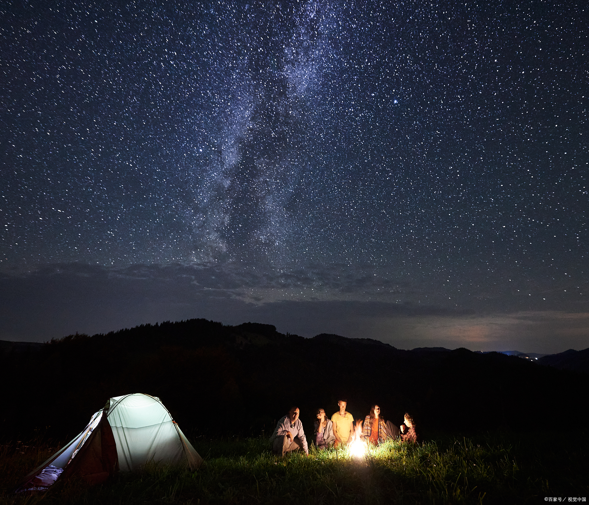衢州江山张村乡太阳山露营,星空银河璀璨夜空,浪漫体验超赞!