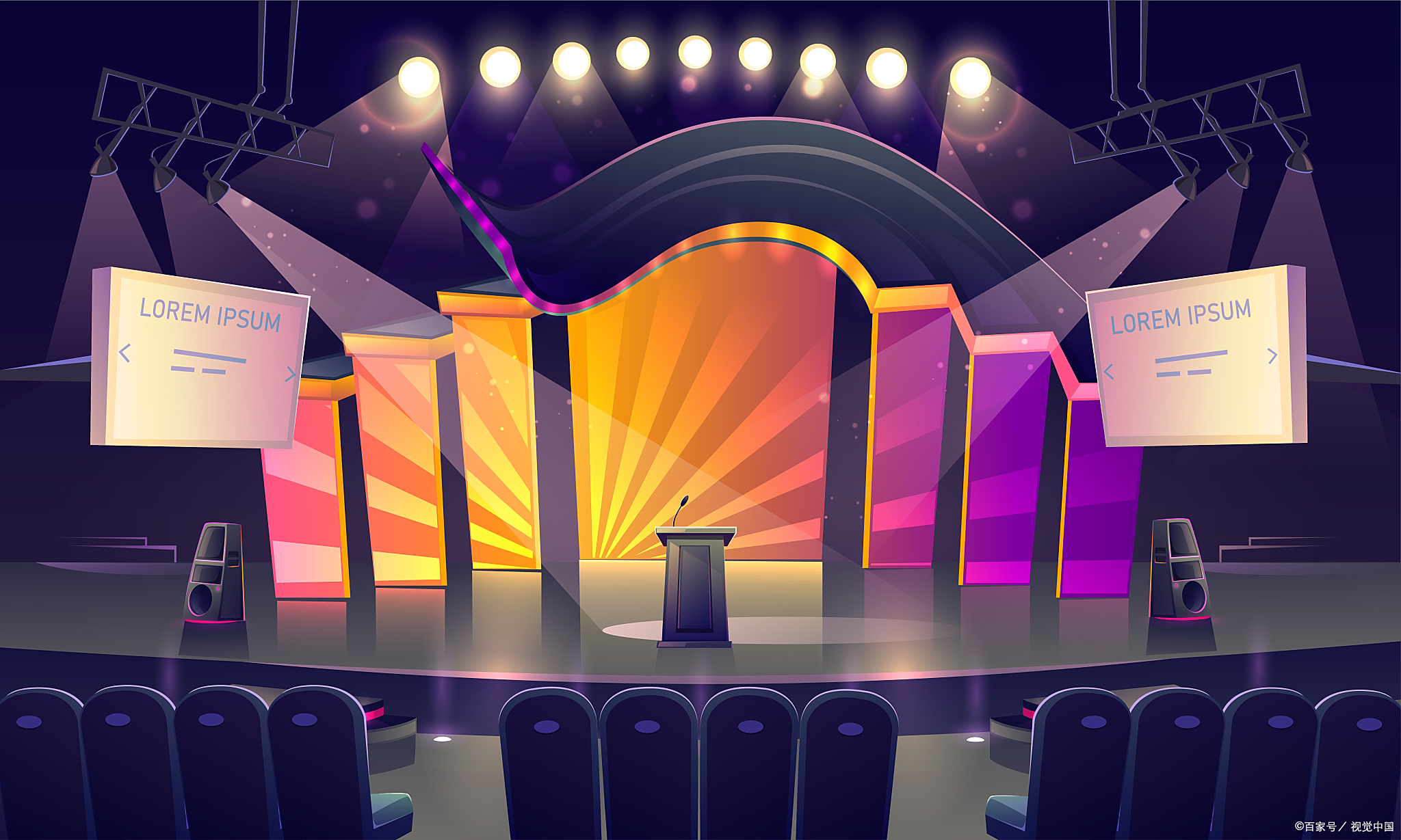 在成功时,被喜悦冲昏感恩剧场的背景图片职场未来的舞台卡通片舞台
