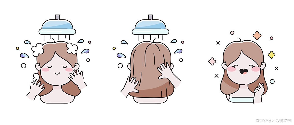 机体向周围辐射的热量增多,而头 洗头简笔画洗头发卡通洗头卡通图片