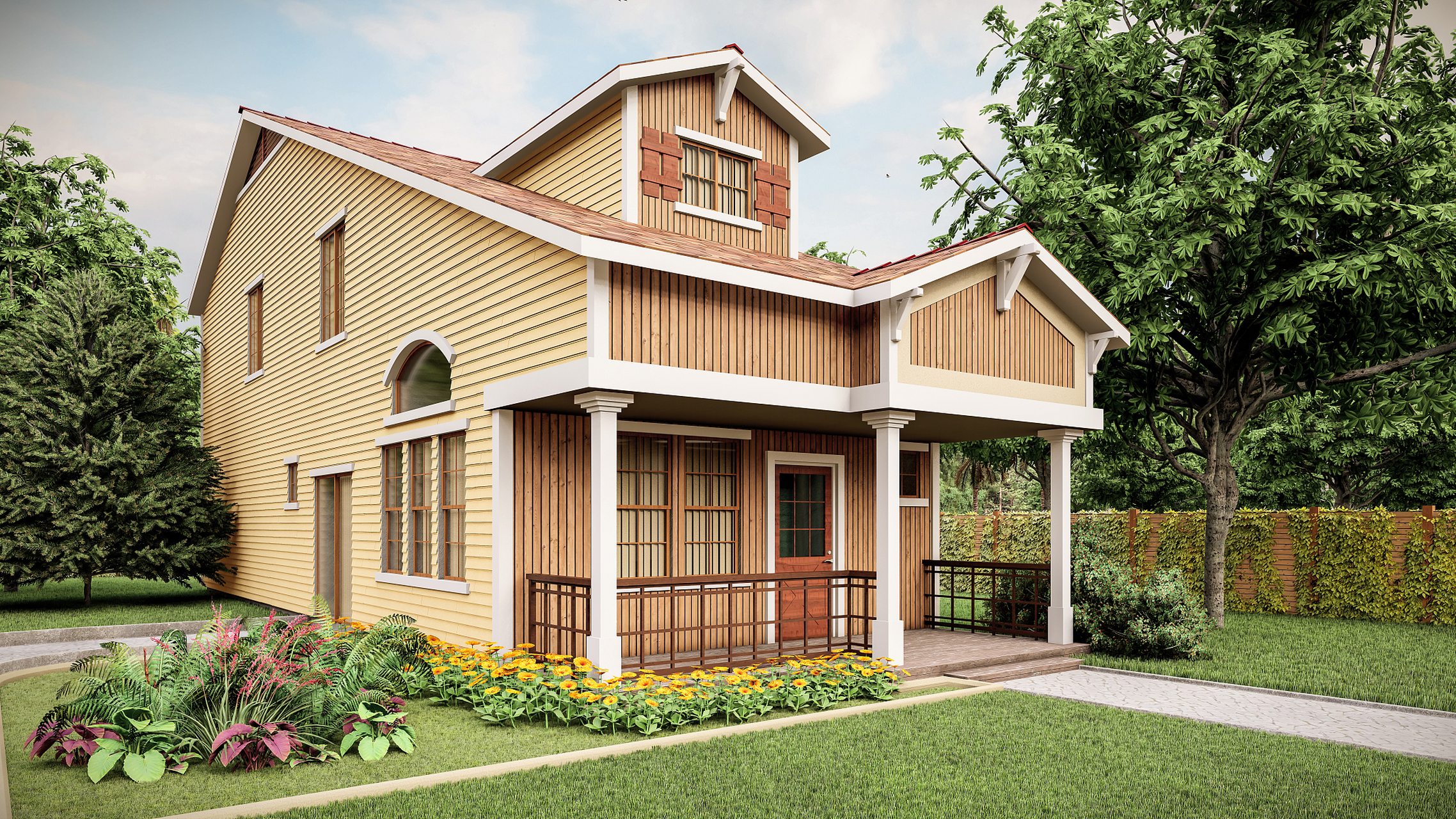 分享:农村原木别墅二层自建房设计效果图,四室两厅两卫,190-218平米