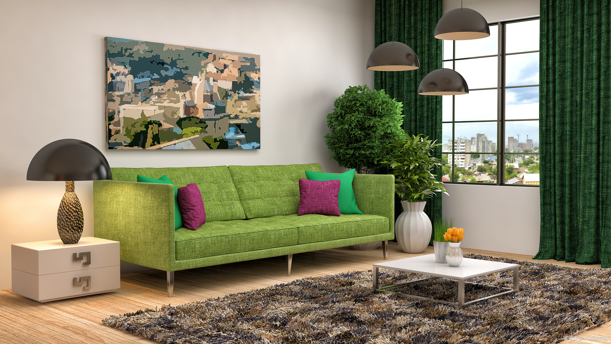 绿色沙发配什么颜色茶几