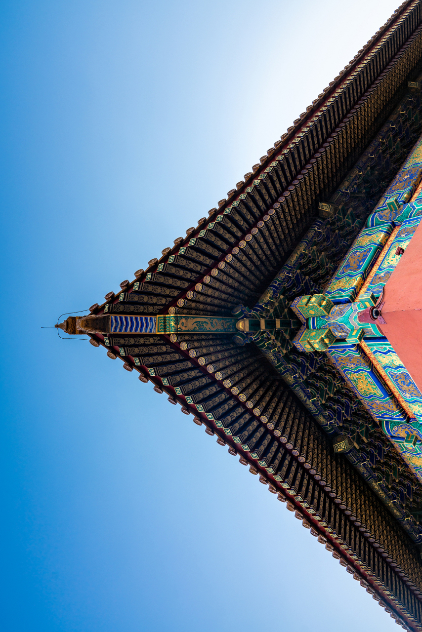 故宫里的红墙绿瓦, 翘角飞檐,线条流畅, 笔直的廊道,曲折的迷宫, 让人