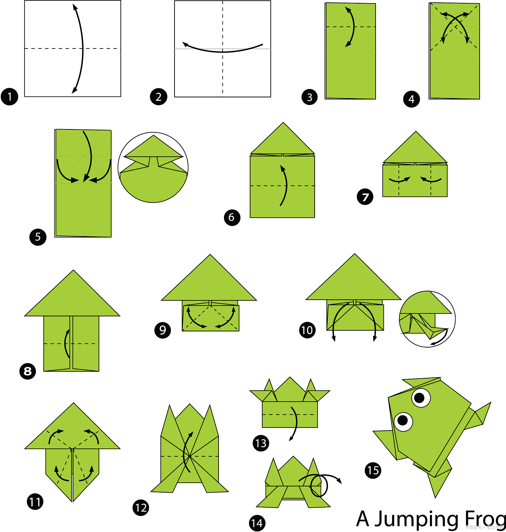 青蛙折纸,如何开展