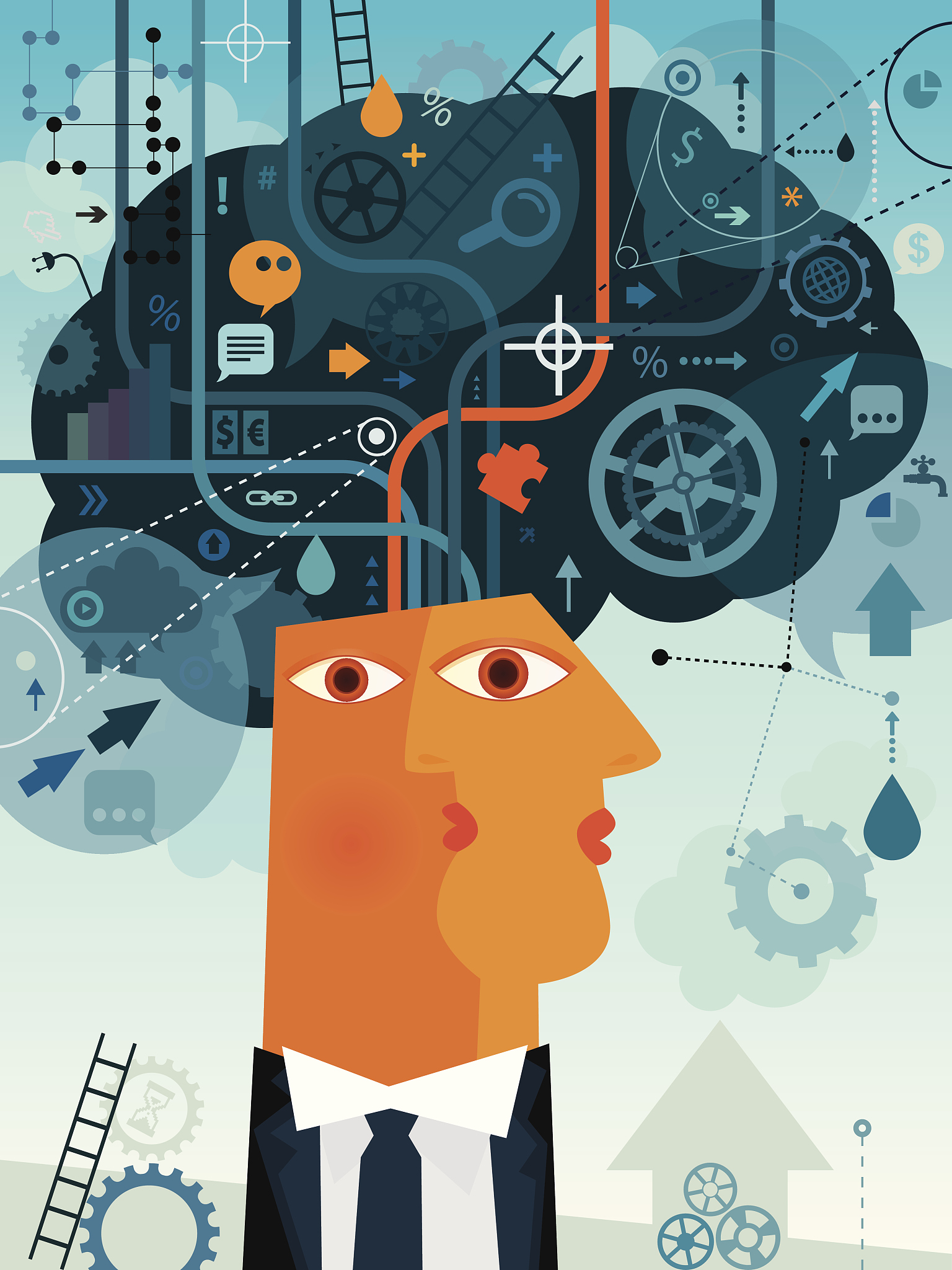 认知思维是维度空间所决定的,二维空间是平行直视的,以物视物的理念