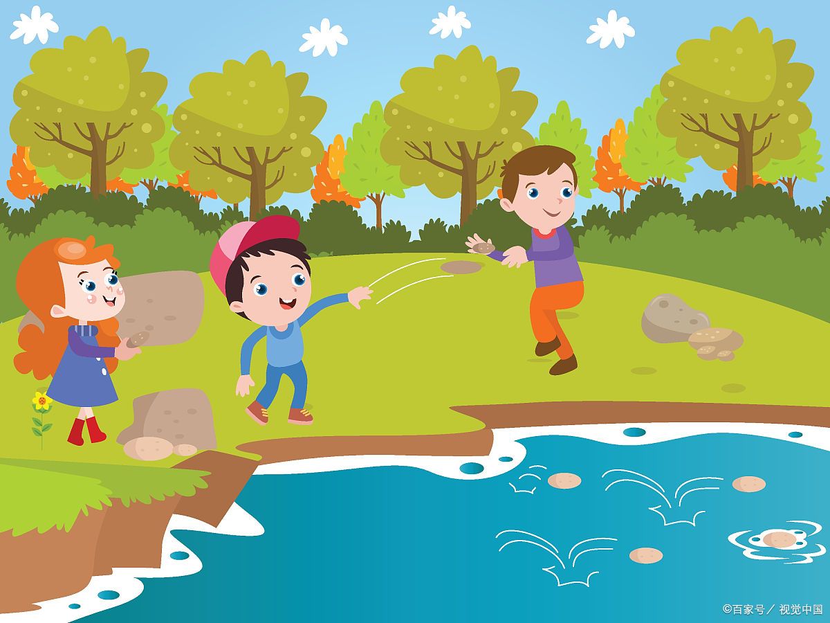 男子和孩子漂流时被4个男子扔石头