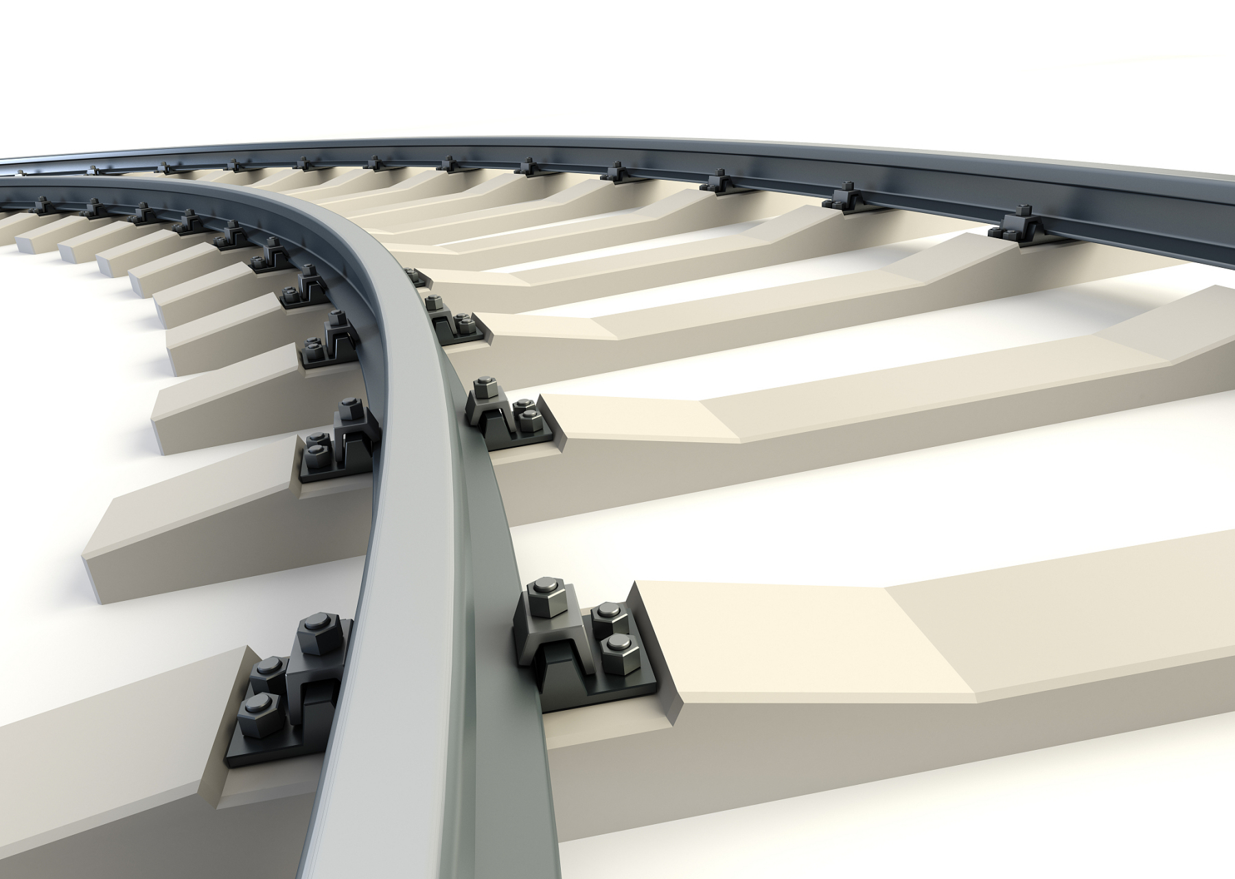 转弯导轨是一种用于铁路或地铁列车的轨道部件,用来实现列车在弯道处