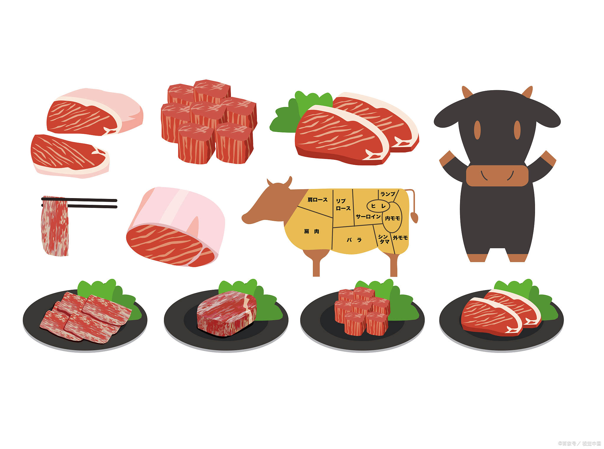 羊肉和鱼卡通图片带英语牛羊肉动画牛羊肉的卡通图片可爱羊肉牛肉卡通