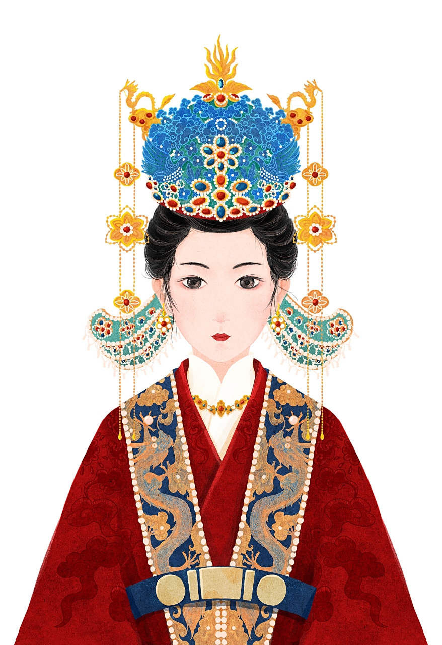 明朝的卡通风格的手绘画也是非常好看,明朝那时候女人们穿衣很有美感.