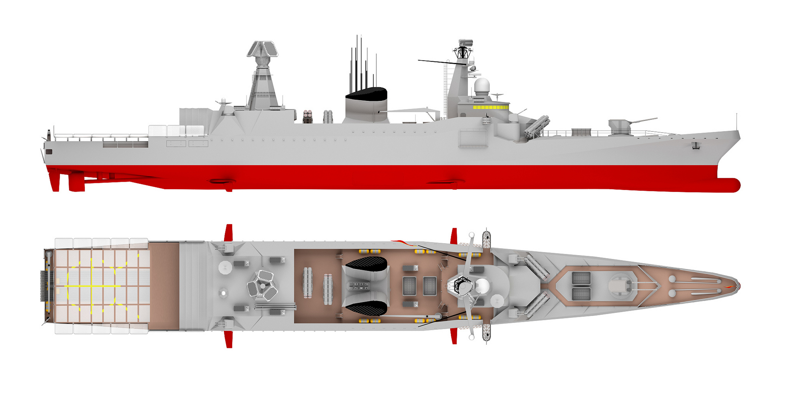 我们现在看到的是055驱逐舰的舰炮,这个看起来细细的炮管其实是130