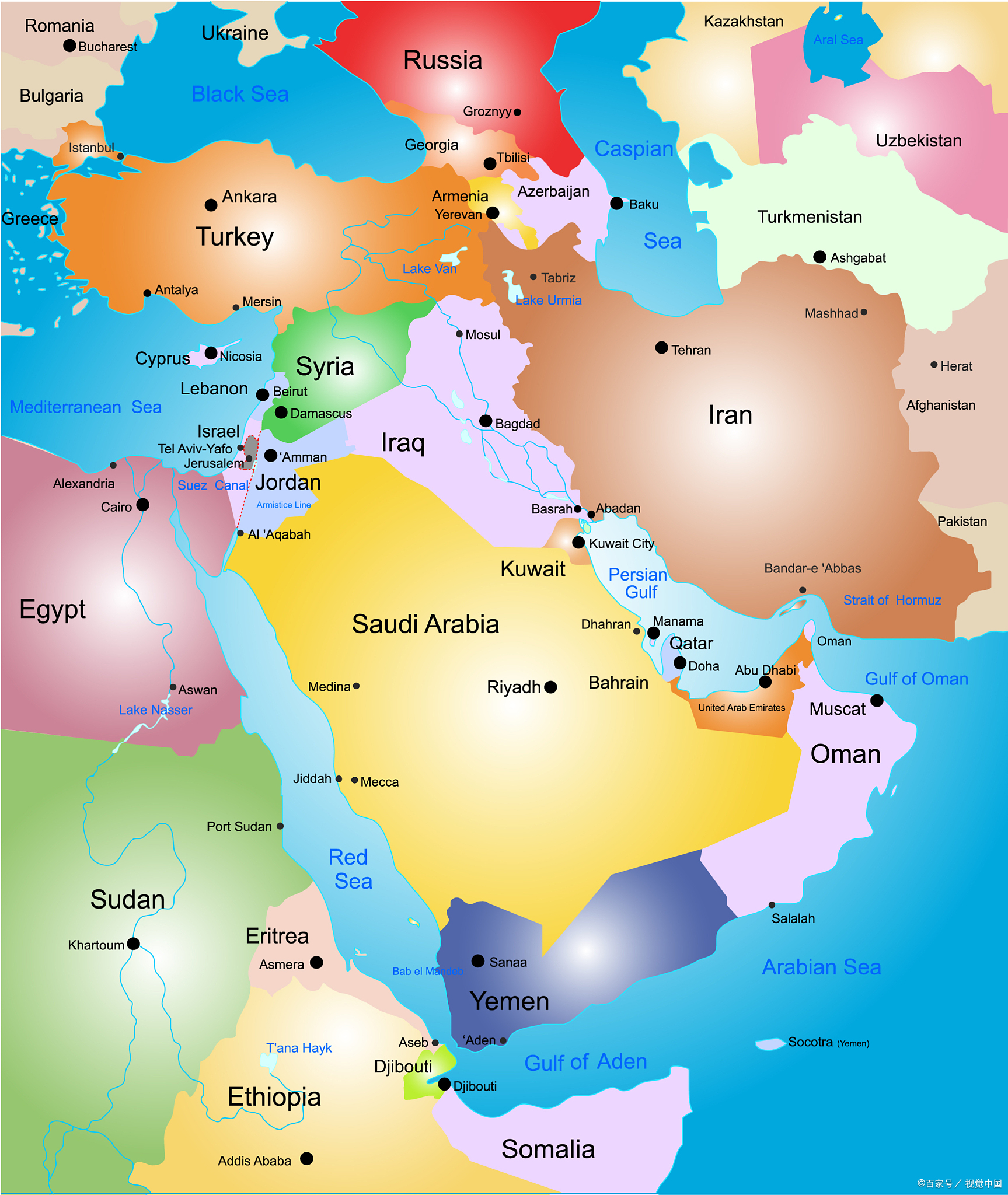 阿拉伯半岛位置图图片